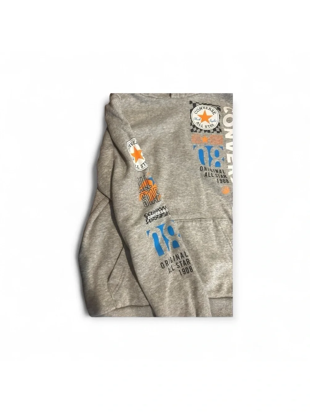 Converse Gray Hoodie with Graphic Print Gray Orange Sweatshirts & Hoodies Size L